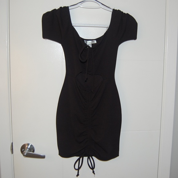 Ruched Off Shoulder Mini Dress w/ Cutout - Picture 2 of 3